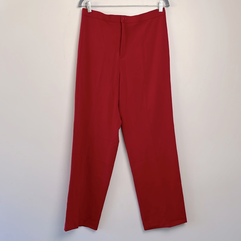 Zac & Rachel| Red “The Ultimate Fit” High Waisted Wide Leg Trouser Pants sz 12